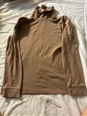 Women’s Tan Turtleneck Top - Lightweight Cozy Layer